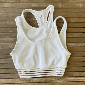 White Alo Yoga Mesh Ribbed Sports Bra XS